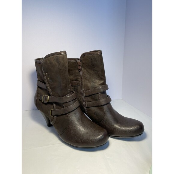 Baretraps Sela Brown Straps Zip Ankle Heel Booties Women's Size 10M - Picture 3 of 16